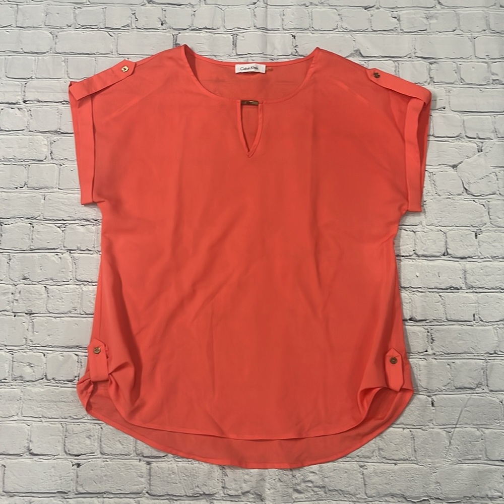 Calvin Klein Orange Blouse - Picture 2 of 12